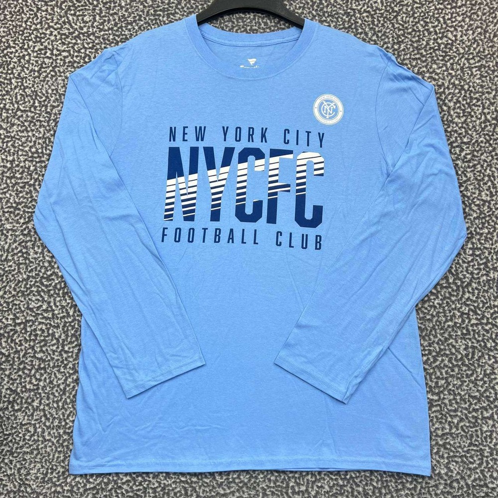 New York City FC Shirt Men Large Blue Fanatics Long Sleeve Crew Neck New L